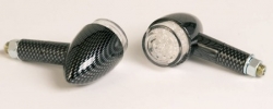LED-winker light, BULLET, round, carbonlook, E-mark