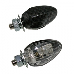 LED winker light DROP, carbon look, for rear use E-mark, pair