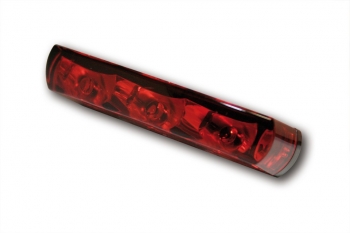 SHIN YO LED-Rücklicht CRYSTAL, schwarze Basisplatte, rotes Glas, E-geprüft.