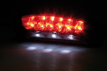 Preview: SHIN YO LED-Rücklicht, getöntes Glas, mit Kennzeichenbeleuchtung, E-geprüft.