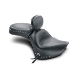 One-Piece Vintage Seat with Driver Backrest - Studs + Conchos - Kawasaki Vulcan 900 Classic & Custom