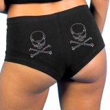 Ladies Boy Shorts "Stud Skull and Crossbones"