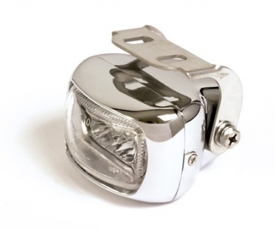 fog light, squared chrom housing,clear lens,E-mark