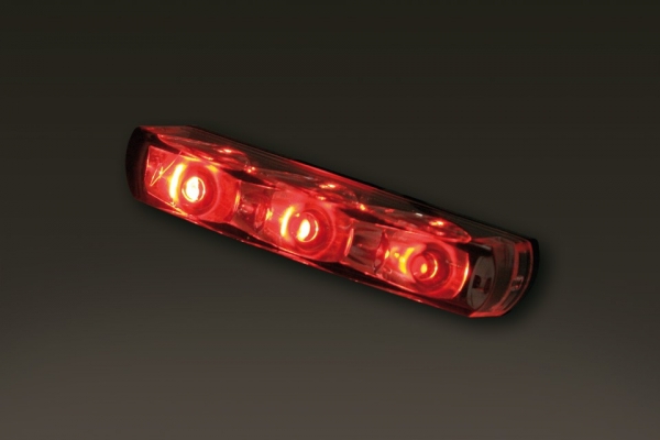 SHIN YO LED taillight CRYSTAL, black base, clear lens, E-marked.