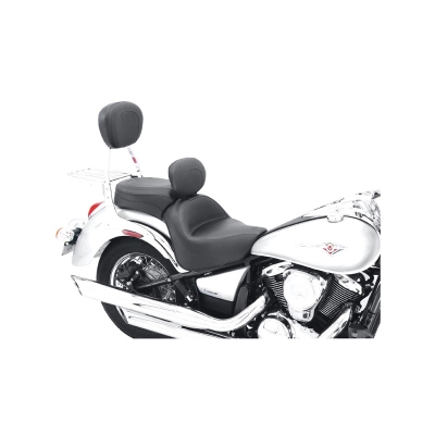 One-Piece Vintage Seat with Driver Backrest - No Studs, No Conchos - Kawasaki Vulcan 900 Classic & Custom